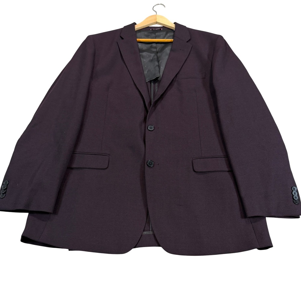 NEW Tommy Hilfiger Mens 44L Blazer Plum Purple Wool Blend 2-Button Casual Preppy